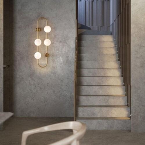 Living room led wall lamp Concise TV background glass ball lamp paper clip design bedroom bedside wall lamp