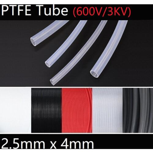 ID 2.5mm x 4mm OD PTFE Tube T eflon Insulated Rigid Capillary F4 Pipe High Low Temperature Resistant Transmit Hose 3KV Colorful