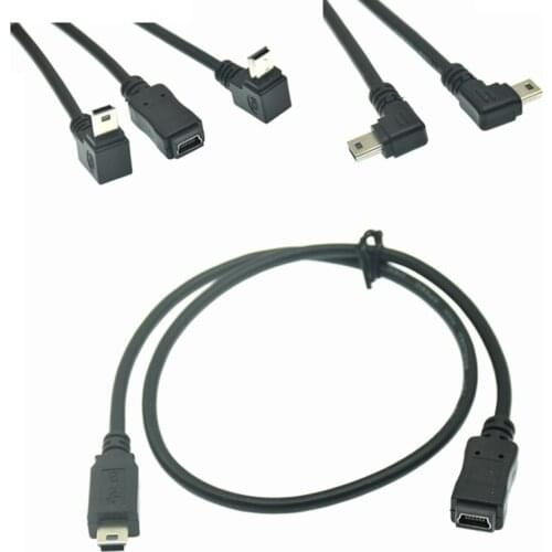 90 Angled Up Down Left & Right Mini USB 5Pin Male to Female Extension Data Charging Cable for Hard Disk / Digital Camera MP3 MP4
