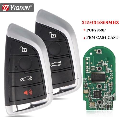 YIQIXIN 3/4 Button Smart Remote Car Key Fob For BMW F 5 CAS1 2 3 4 6 7 X5 X6 2011-2017 FSK 315 434 868MHz PCF7953P CAS4 CAS4