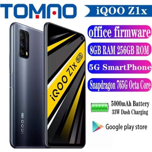 Vivo iQOO Z1x 5G Smartphone Snapdragon 765G Octa Core 6GB 8GB RAM 64GB 128GB 256GB ROM 5000mAh Battery 33W 120Hz Google Play