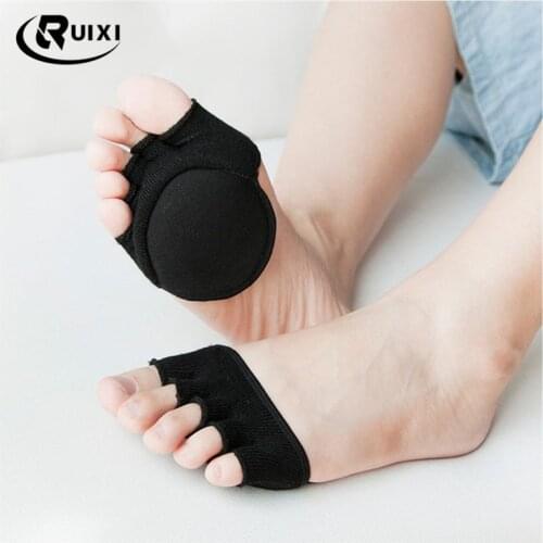 Women Socks Sponge Silicone Anti-slip Lining Open Toe Heelless Liner Sock Invisible Forefoot Cushion Foot Pad Cotton Socks