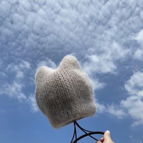 Winter Hat Angora Rabbith Keep Warm Knitting Cat Ear Cute Leisure Lady Beanies Cap Men Women Cool Hat