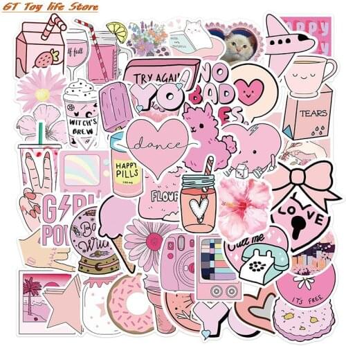 10/30/50PCS Funny Pink Style Girl Cartoon Aesthetic Stickers Car Motorcycle Travel Luggage Guitar Waterproof Graffiti Sticker