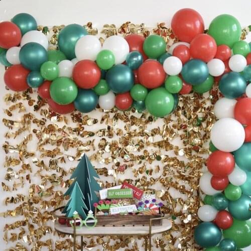 102pcs/set Merry Christmas 2021 Balloons Set 10'' Green Red White Balloon for 2020 Christmas Party Decoration Xmas Supplies