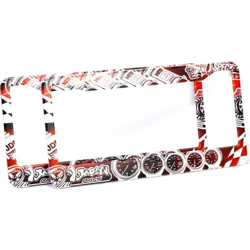 2pcs JDM Bome Graffiti Aluminum License Plate Frame Tag Cover Holder USA/CA Standard