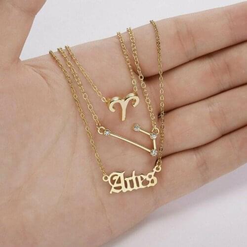 3Pcs/Set Men Women 12 Horoscope Zodiac Sign Gold Pendant Scorpio Card Constellation Cancer 12 With Leo Necklace Gifts Jewel S0Z5