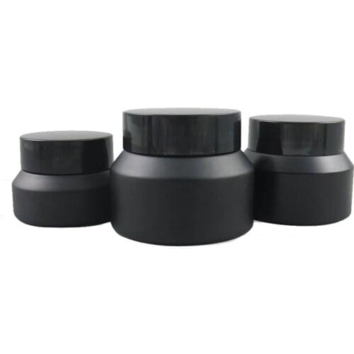 360 x 15g 30g 50g Frost Black Glass Cream Jar With Black Lids White Seal Insertion Container Cosmetic Packaging Glass Cream Pot