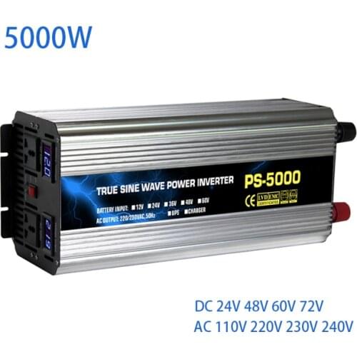 5000W Pure Sine Wave Inverter DC 24V 48V 60V 72V To AC 110V 220V 230V 240V Power Converter Booster For Car Inverter Household