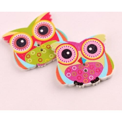 Animal Owl Big Button Coat Wooden Scrapbooking Child Cardigan Pullover Accessories For Costura 50pcs 32*28mm New Year Decoration