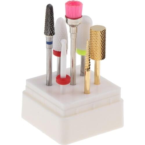 7pcs Salon 3/32" Ceramic Electric Nail Drill Bit Manicure Pedicure Polishing