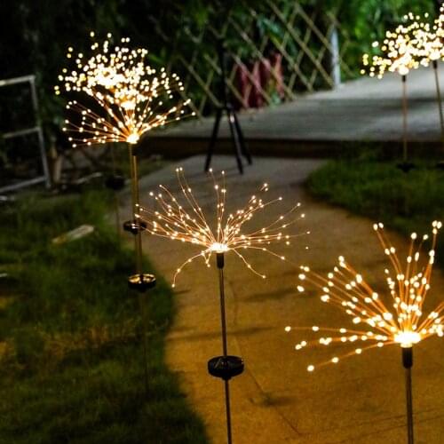 90/120/150LED Solar Powered Firework Light Lawn Lamp Outdoor LED Solar Christmas Valentines Day Holiday Garden Lighting