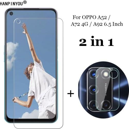 2-in-1 For OPPO A52 / A72 4G / A92 6.5" Soft Fiber Camera Lens Protection Film + Front 9H 2.5D Tempered Glass Screen Protector