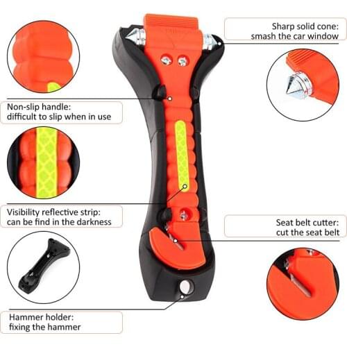 Emergency Hammer Car Safety Hammer Life Saving Escape Seat Belt Cutter Window Glass Mounting Breaker Car Rescue Red Hammer