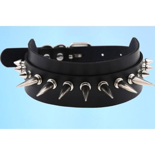 New Punk style quality rivet PU leather collar necklace personality fashion double leather neck strap collarbone chain