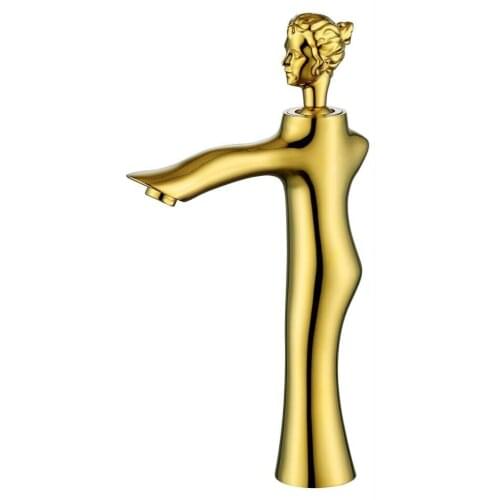 Free ship New arrival single hole gold PVD Bathroom Vessel Sink Beauty Faucet Mixer Tap tall unique luxury tap