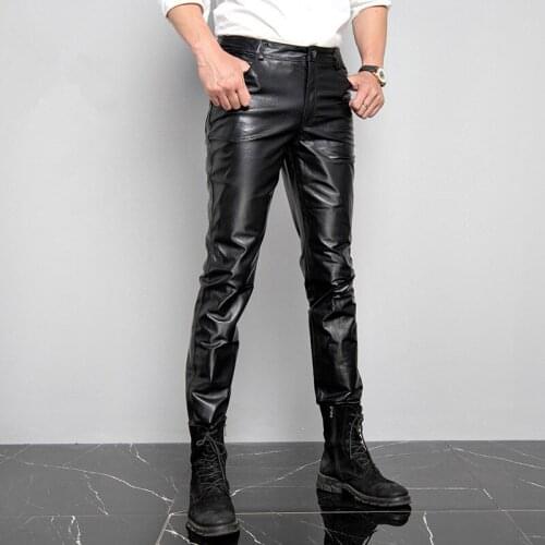 Genuine Leather Pants Men Real Sheepskin Motorcycle Male Trousers Autumn Winter Classic Vintage Formal Casual Pants Plus Size