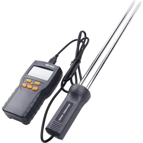 Portable Digital Moisture Tester with Long Probe, Backlight, Humidity Monitor, Hydrometer for Rice, Corn, Soybeans, Coffee Beans