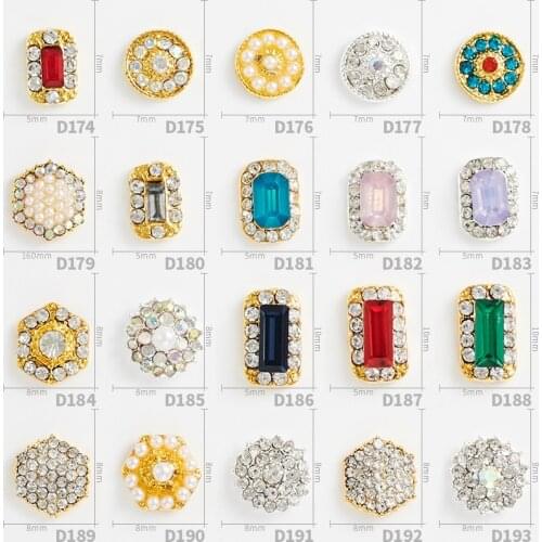 New 20pcs High Quality Round Hexagonal Pearl Rhinestone Embellished Decorative Alloy Rhinestone DIY Nail Supplies