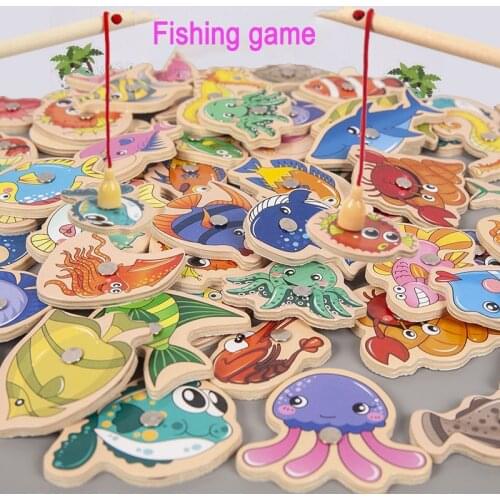 Preschool Wooden Montessori Toys Magnetic Fishing Game Baby Puzzle Teaching Aids Early Educational Toys For Children Girls Gifts