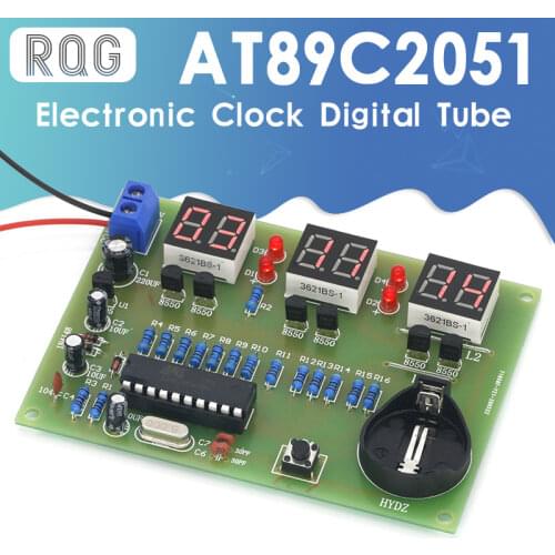 DIY Kits AT89C2051 Electronic Clock Digital Tube LED Display Suite Electronic Module Parts and Components DC 9V - 12V