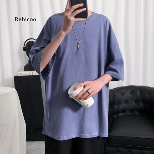 Plain Oversized t Shirt Men Bodybuilding and Fitness Loose Casual Lifestyle Wear T-Shirt Male Streetwear Hip-Hop Tops