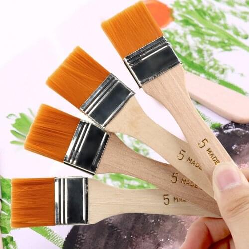 Wood Handles Hair Painting Brush Nylon Oil Paint Brush 4Pcs/Set Acrylic Paints Watercolor Paint Drawing