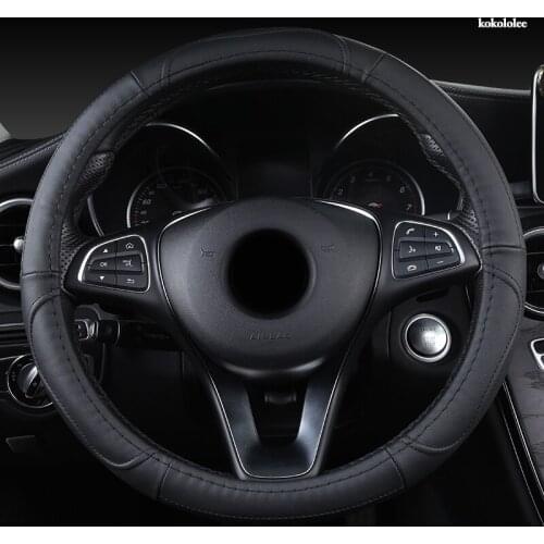 KOKOLOLEE Leather Car Steering Wheel Cover For Skoda Octavia Kodiaq Rapid Fabia Yeti Karoq