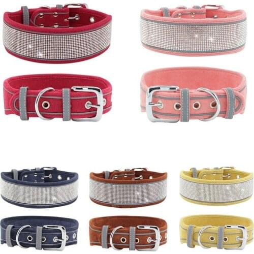Hot Sale Bling Dog Collar Rhinestone Fiber Crystal Diamond Reflective Puppy Cat Collar Pet Collars Pets Supplies Dog Accessories