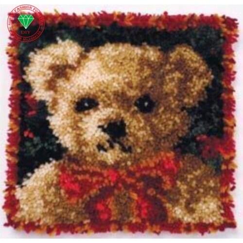 Bear Needlework Latch hook rug kits Cross-stitch carpet cushion Patchwork diy pillowcase embroidery thread Knitting Home Decor
