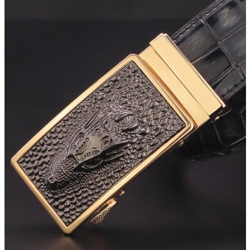 2021 New Crocodile Pattern Automatic Buckle Leather Belt Mens Luxury Designer Belt High Quality Cowskin Ceinture Homme