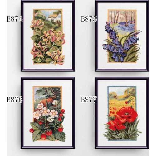 Fishxx Cross Stitch Kit B876 Plant Flowers Four Paintings B874-877 Living Room Manual Embroidery