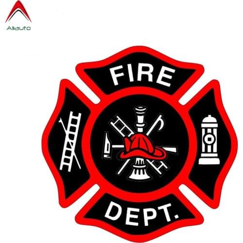 Aliauto Fire Department Symbol Car Stickers Waterproof 911 Fire Emergency Squad Ambulance Automobiles PVC Decal,13cm*13cm