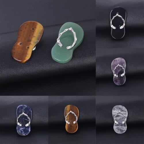 Natural Quartz Stone Flip-flop Pendant Chakra Reiki Healing Amulet Energy