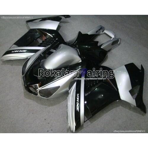 For Kawasaki Black Silver Fairing Ninja ZX14R 2006-2011 ZZR 1400 06 07 08 09 10 11 ZX-14R Body Kit (Injection molding)