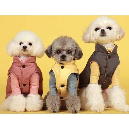Autumn and winter pet dog warm printing simple vest hit color Teddy Bichon Schnauzer small dog dog clothes jacket