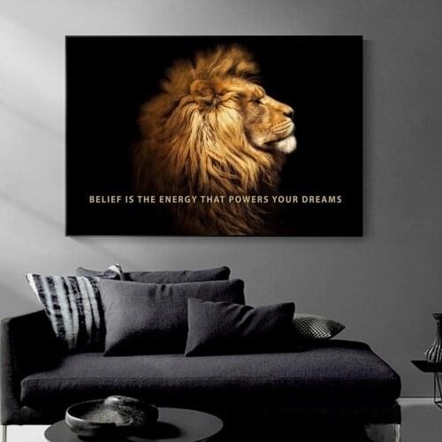 Lion Posters Animal Lion Power Your Dreams Motivational Canvas Wall Art Paintings Nordic Poster on Canvas Prints Decor Bedroom