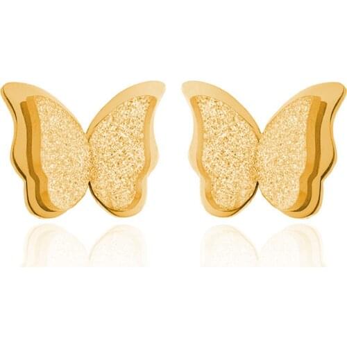 Stainless Steel Gold Color Frosted Butterfly Charms Pendants For Connection DIY Necklace Bracelet Jewelry Making