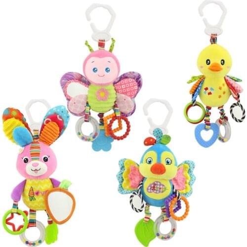 Newborn Baby Stroller Hanging Toy Cute Animal Doll Bed Hanging Plush Toy Rattle Bed Bell Activity Soft Toys Sleep Well Tool