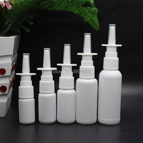 Empty Nasal Spray 10ml 15ml 20ml 30ml 50ml Plastic Bottles Pump Sprayer White F995