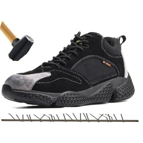 Genuine Leather Mens and Womens Work Shoes Steel Toe Light Safety Shoes Construction Breathable Non-slip Safety Boots