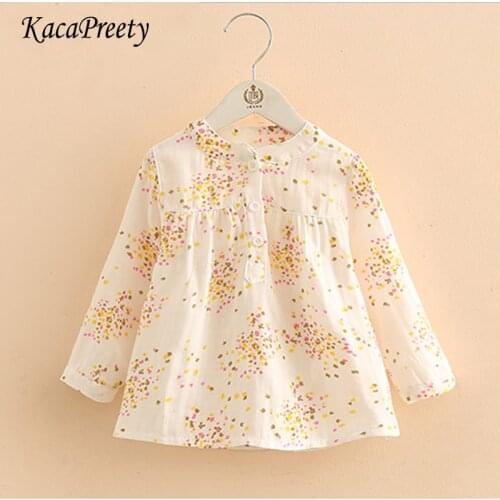 Hight quality Spring new baby girls clothes yellow floral print long sleeve shirt kids cotton tops children outfit 3-12Yrs