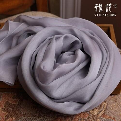 Real 100% silk scarf women gray Luxury Brand Large size soft elegant autumn spring summer long silk scarf lady solid color