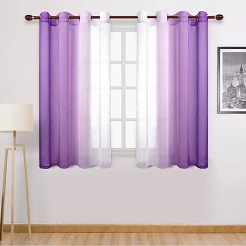 1 PC Rod Pocket Gradient Color Curtains for Living Room Bedroom Modern Grey Purple Sheer Voile Fabric Screen Wedding Decor