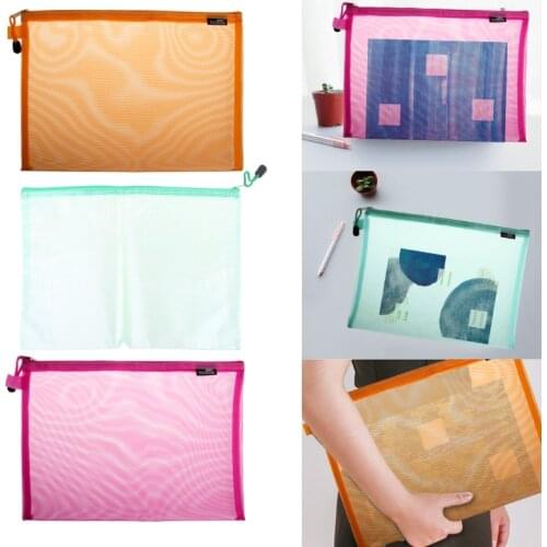 Document Bag A4 Size Zipper File Pocket Storage Organizer School Office Supplies H3CA