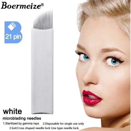 Tattoo Needles for Eyebrow Tattoo Lip Makeup 50pcs Per lot 21Pins Tattoo Blades Microblading Needles