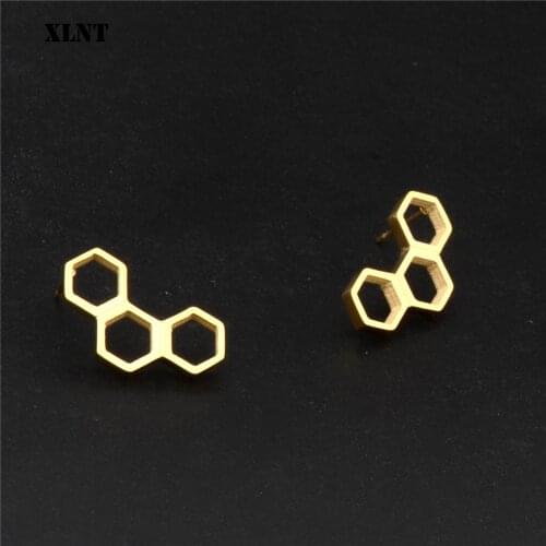 XLNT 2019 Fashion Serotonin Molecule Ear Climbers for Women Chemistry Structure Science Stud Earrings Crawler Gift Brincos