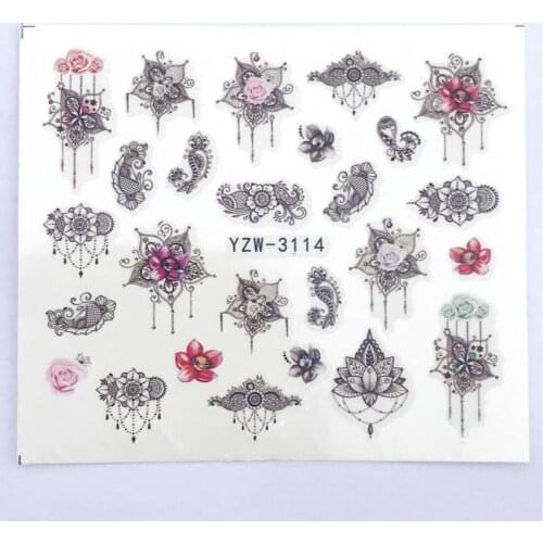 YZWLE 1 Sheet Vintage Necklace / Vintage Flower Water Transfer Slider for Manicure Nail Art Decoration Nail Sticker