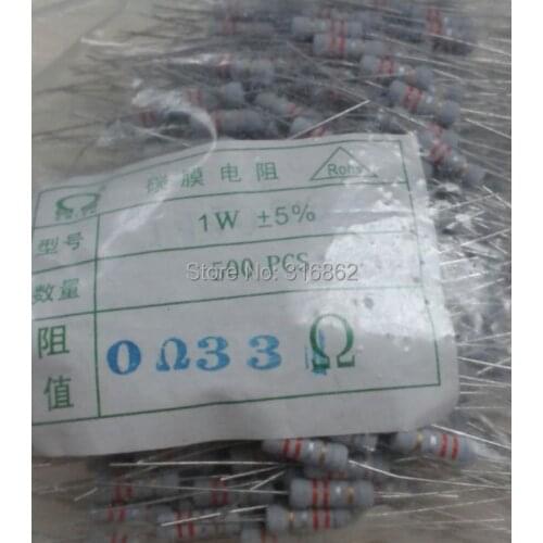1W 0.33R 1W 0.33OHM 1W0.33R Carbon Film Resistor 5% 500pcs/LOT Free shipping