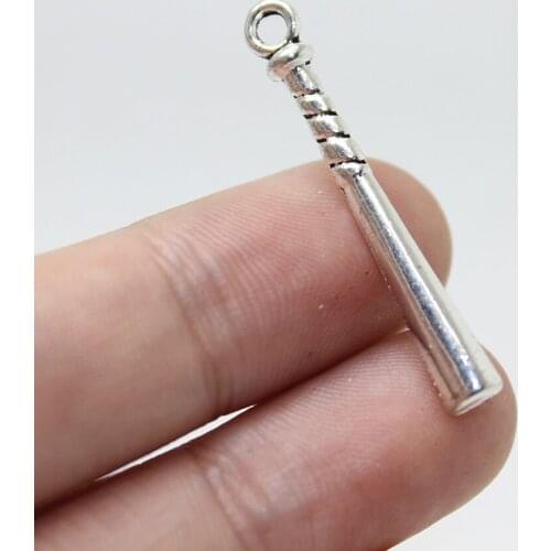 15Pcs/ Antique silver Baseball Bat Charm pendant Sports Charms for Jewelry Making DIY Handmade Craft for Bracelet Necklace